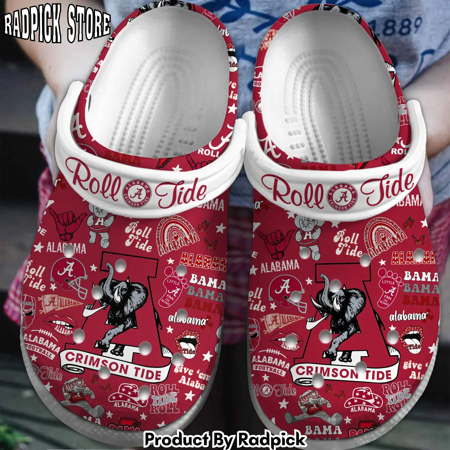 Radpick alabama crimson tide ncaa sport crocss crocband clogs shoes comfortable for men women and kids footwearelite exclusive rp6528296